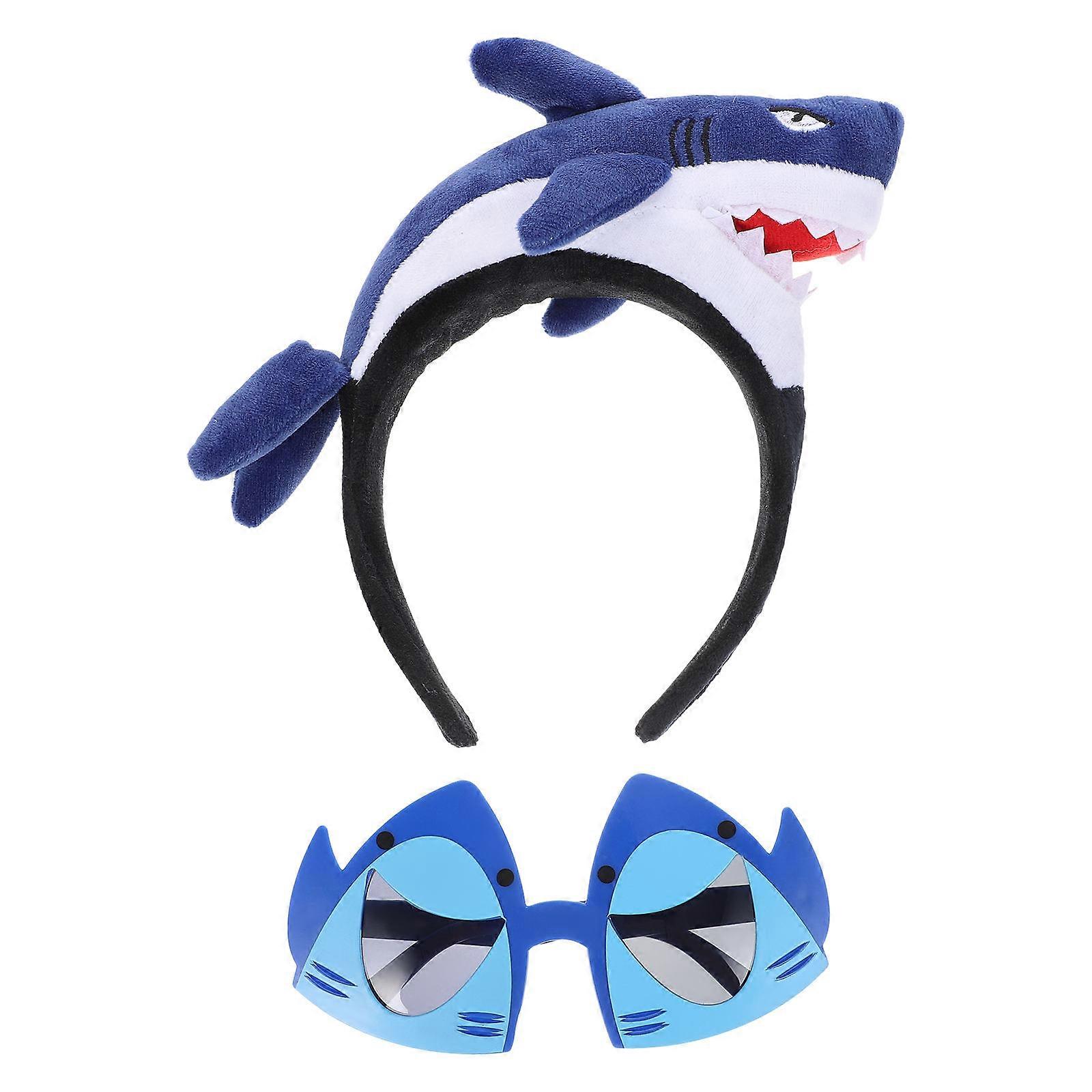Shark Costume Headband and Eyeglasses for Dress Up 2Pcs Photo Booth Set