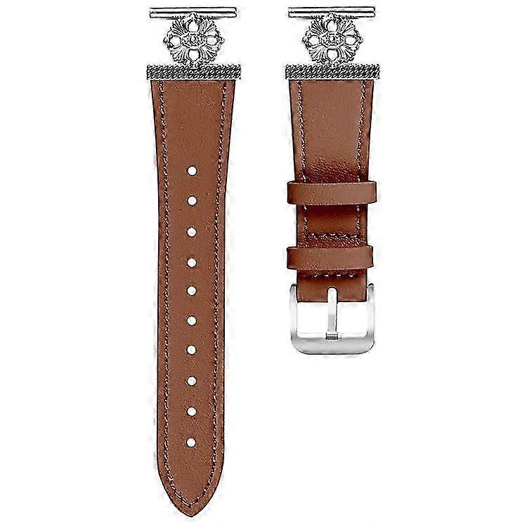 متوافق مع Huami Amazfit Bip 3 Pro / Bip 3 Watch Band جلد بقرة أصلي ديكور زهرة حزام قابل للتعديل