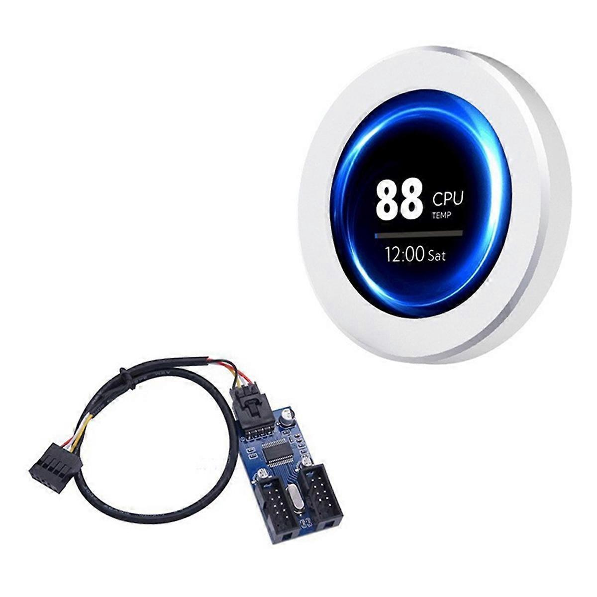 2.8 Inch IPS Secondary Screen Water-Cooled Screen 480x480 with 9pin Cable for CPU GPU RAM HDD Monitoring for Computer B