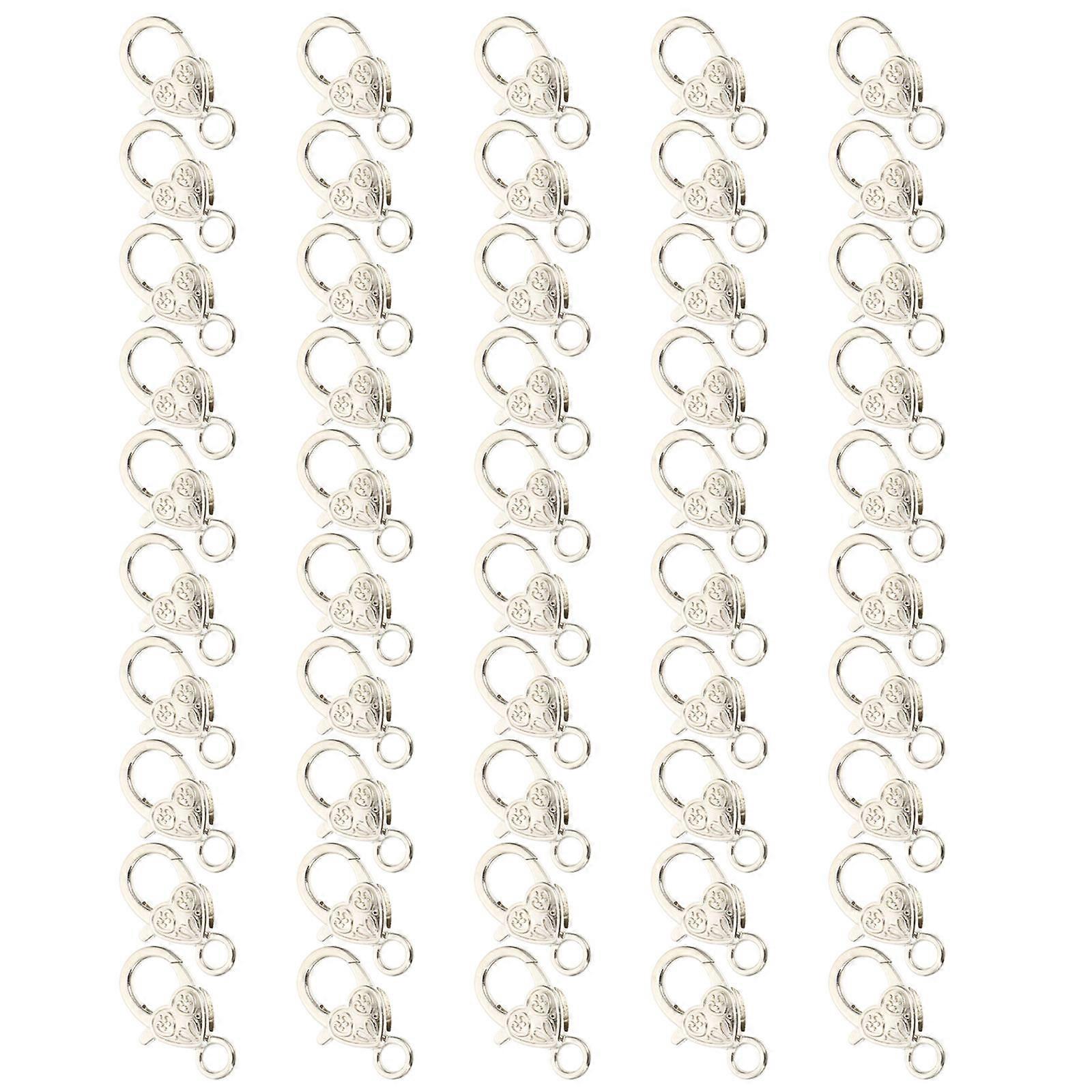 HeartShaped Zinc Alloy Lobster Clasps Silver for Bag Use and DIY Crafts 50PCS