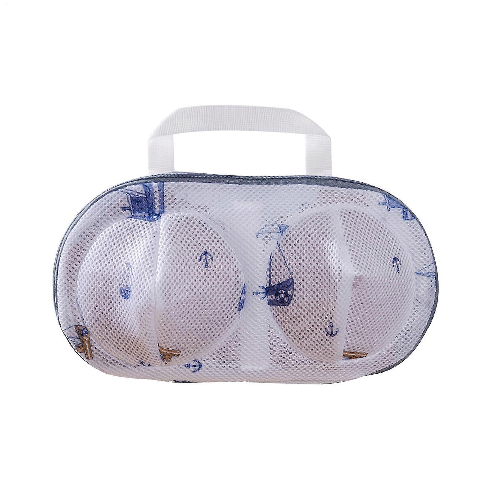 Washing machine laundry bag  Protective pouch for bras  Multifunctional laundry protectors, blue sailboat.