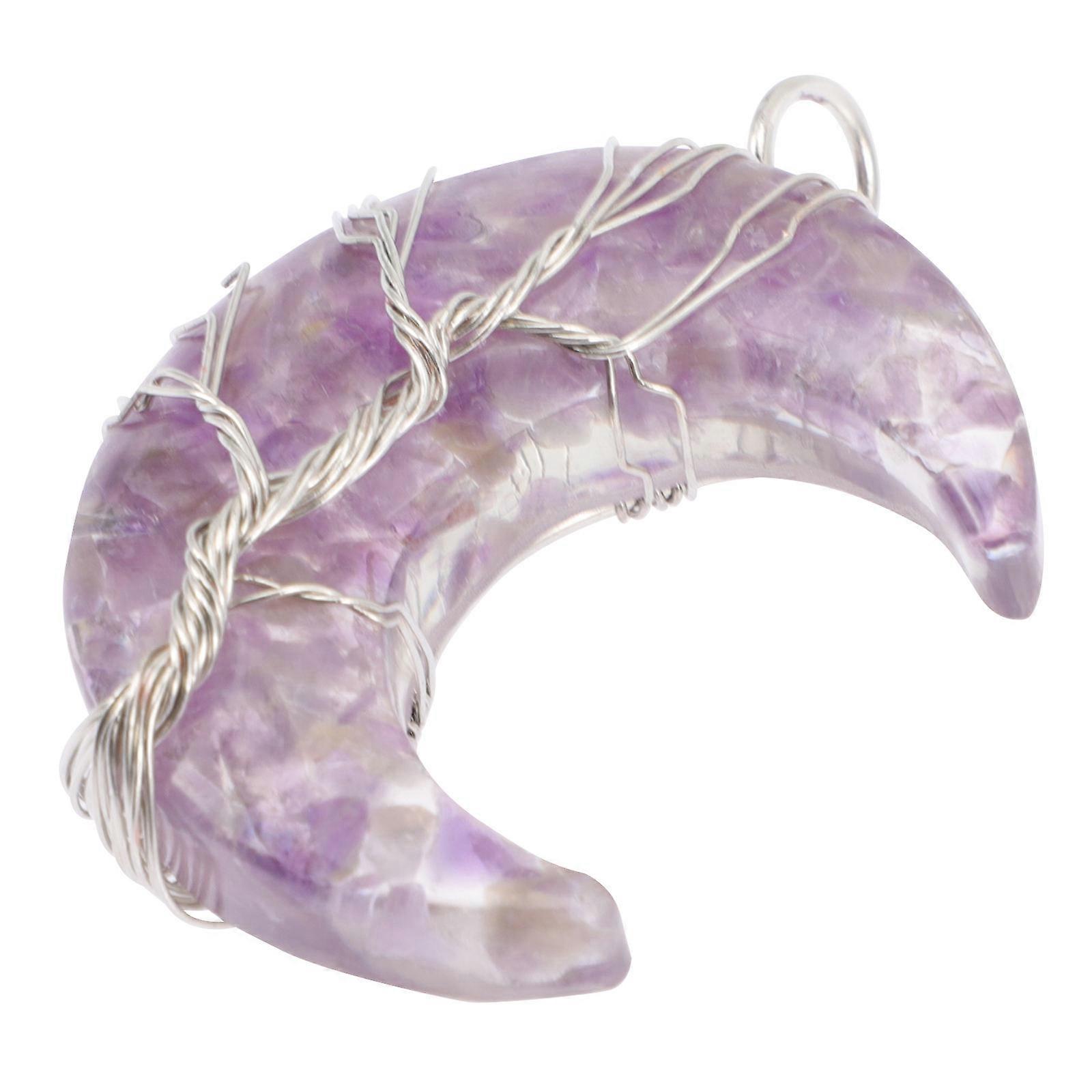 Charms Moon Pendant Diy Jewelry Making Hanging Ornaments Purple Natural Resin Decoration 1Pack