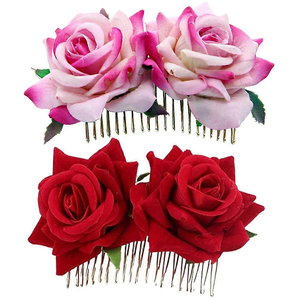 Hair Clips For Wedding Guests 2Pack Flower Shape Elegant Design Daily Outfit Accessory Assorted Color Stylish Jewelry