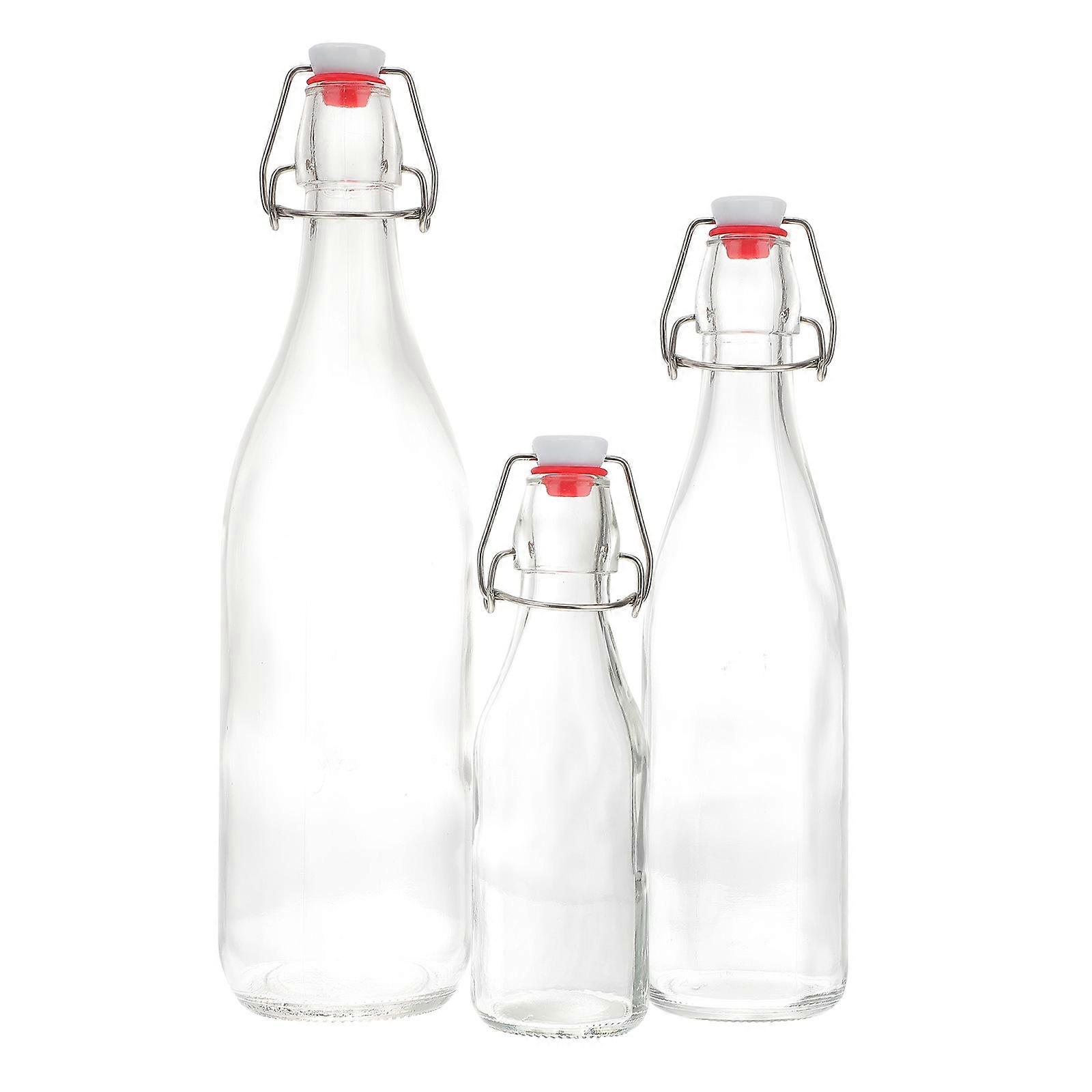 Cylindrical Glass Bottle With Lid For Store Use 3Pcs Fastener Jars For Home Decoration And Liquid Storage