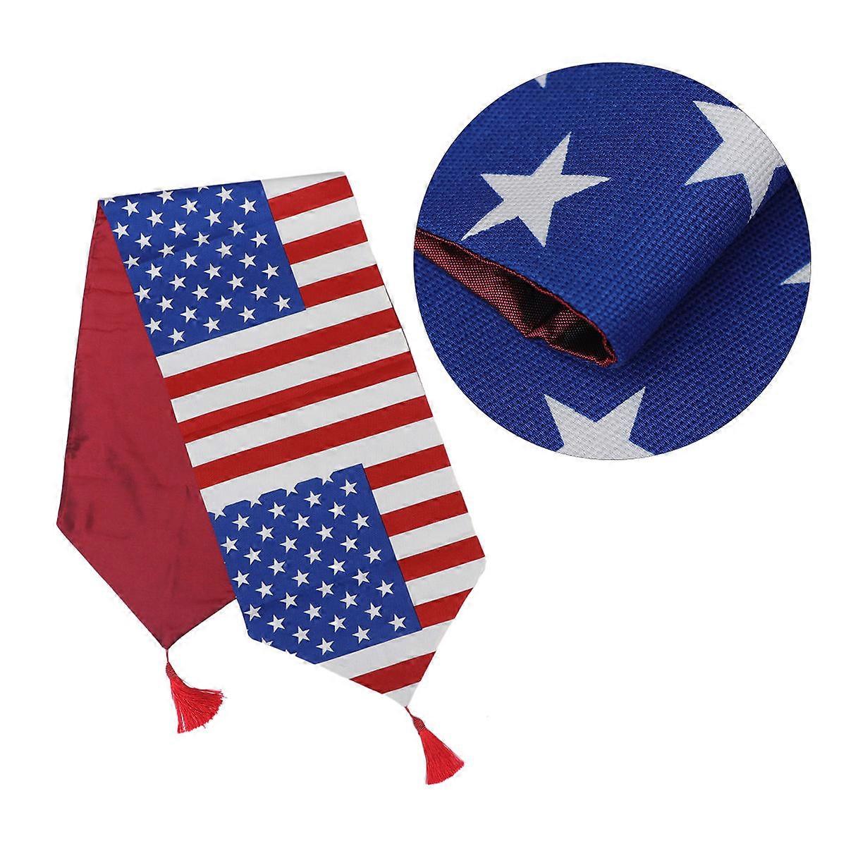American Flag Table Runner Decoration For Independence Day Party 145 X 33 X 0.1 Cm Rectangular Patriotic Design 1Pack