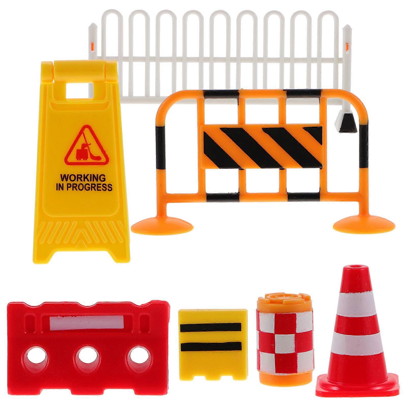 Miniature Street Signs Traffic Barricades Learning Toy for Kids Classroom Safety Awareness Improvement Assorted Color 1Set
