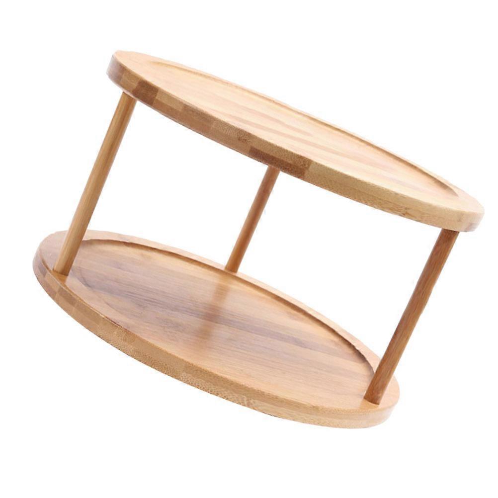 Khaki Rotatable Storage Rack for Kitchen and Cosmetic Use Premium Plastic Large Capacity 2Layer