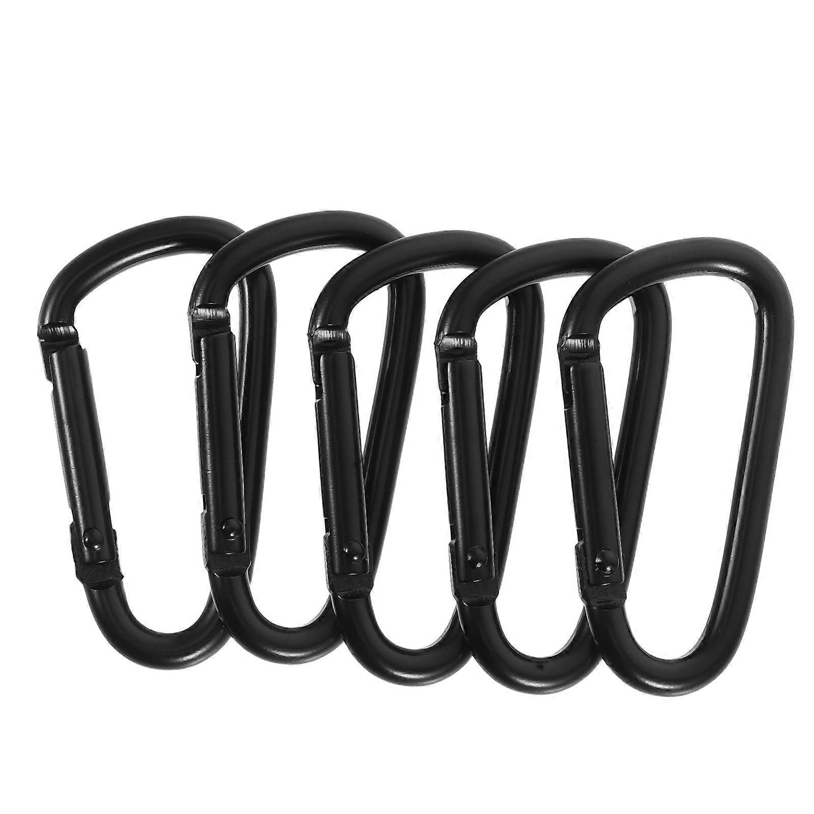 Durable Aluminum Alloy Carabiner for Kids Black Light and Small with D Shaped Design 5 Pieces