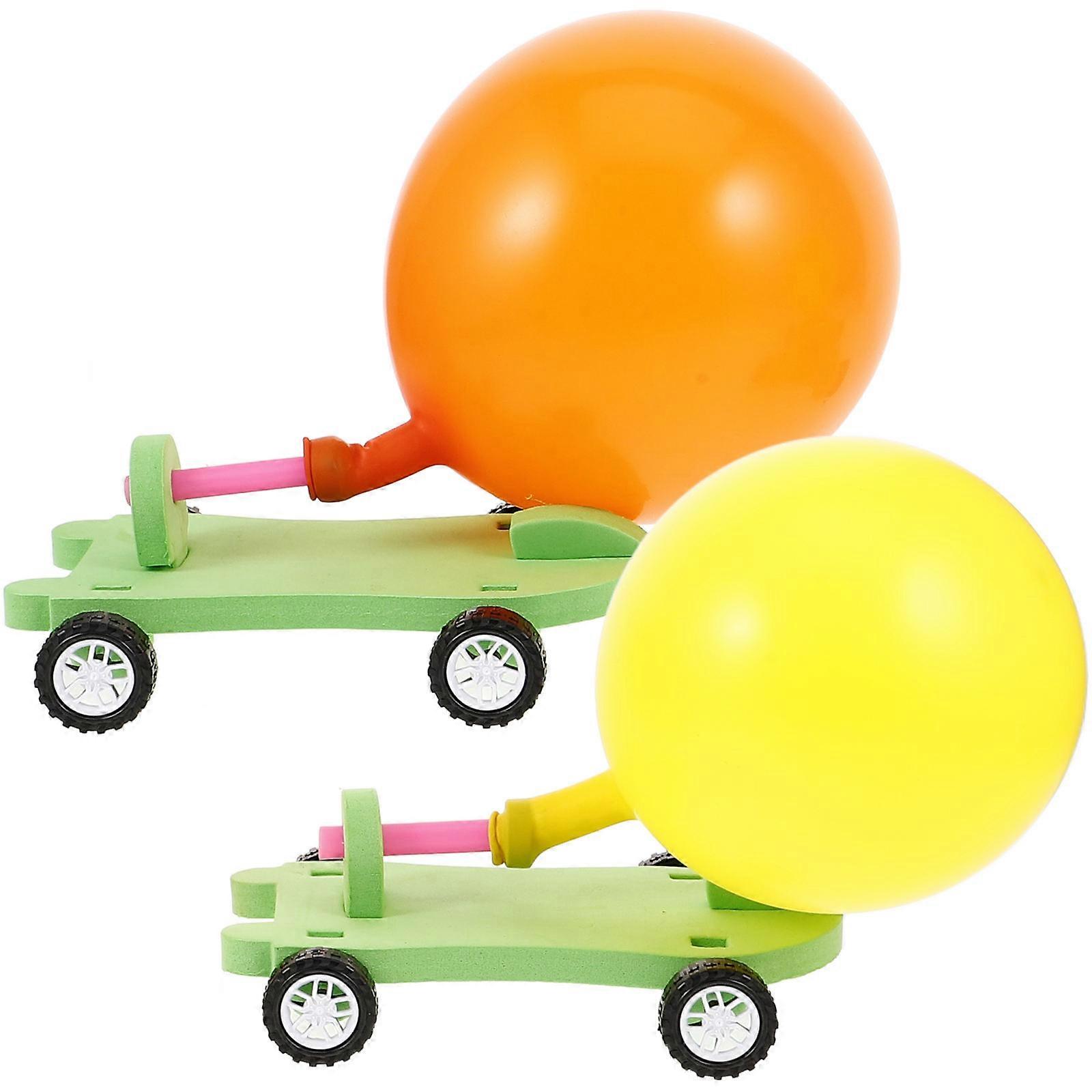 Balloon Car Toy Set Educational Physics Experiment for Children Wood Bamboo Material 2 Set