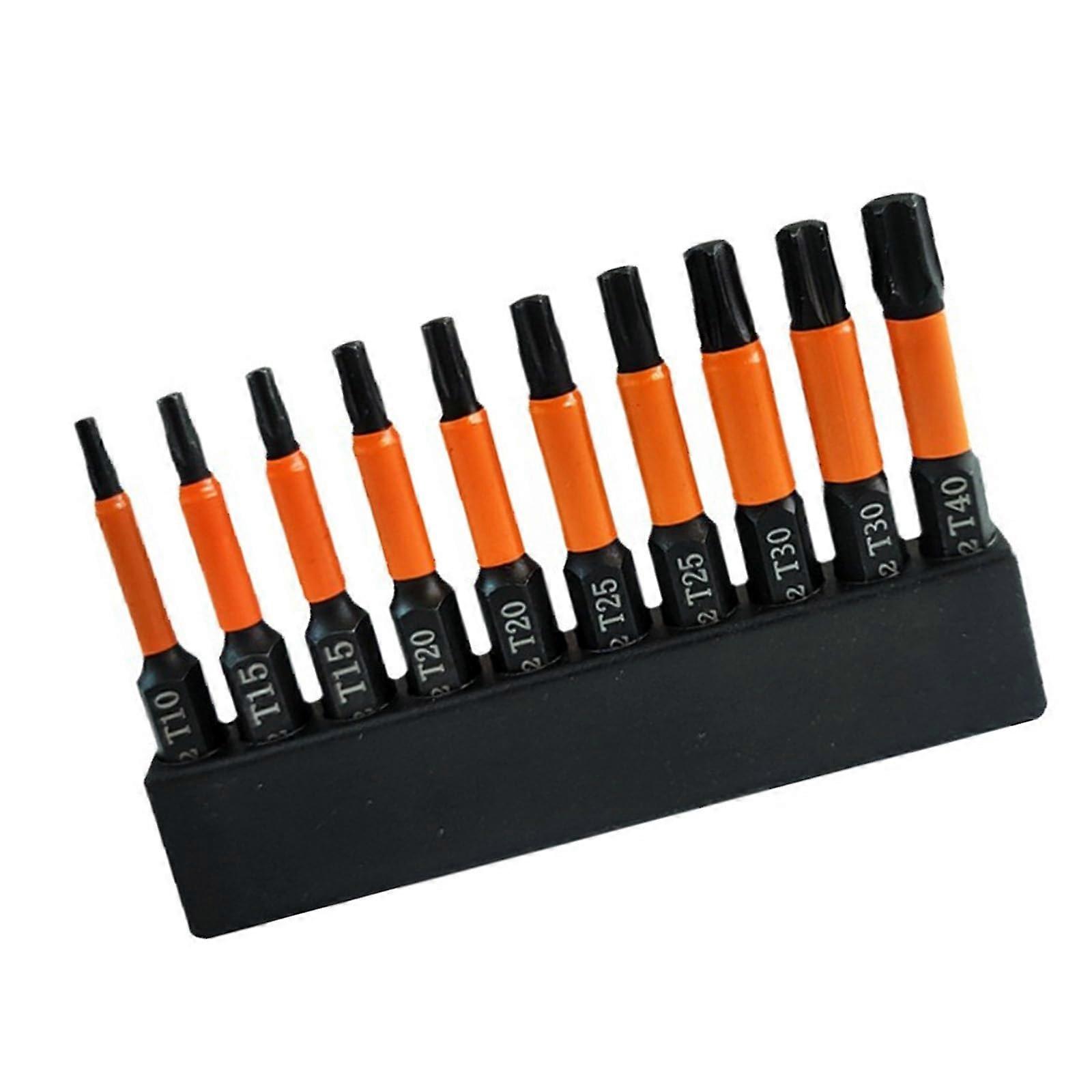 10 pieces of precise star tip bits, 100 mm or 50 mm in length, made of S2 steel, suitable for impact wrenches and drilling machines.