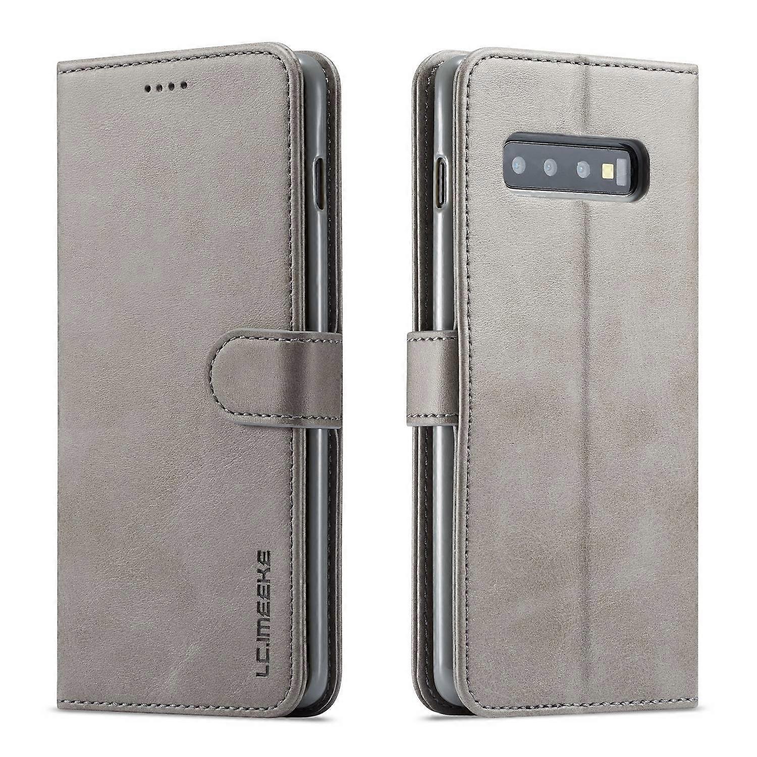 LC.IMEEKE Wallet Leather Stand Case for Samsung Galaxy S10 - Grey
