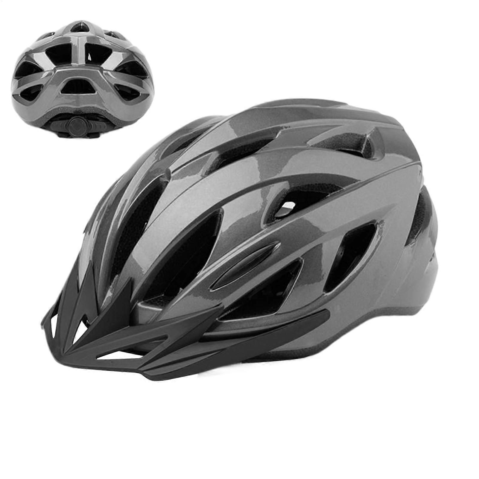 Bicycle helmet  Bicycle helmet for leisure, ventilated head protection with adjustable chin strap for men, hiking, MTB, and outdoor commuting, gray