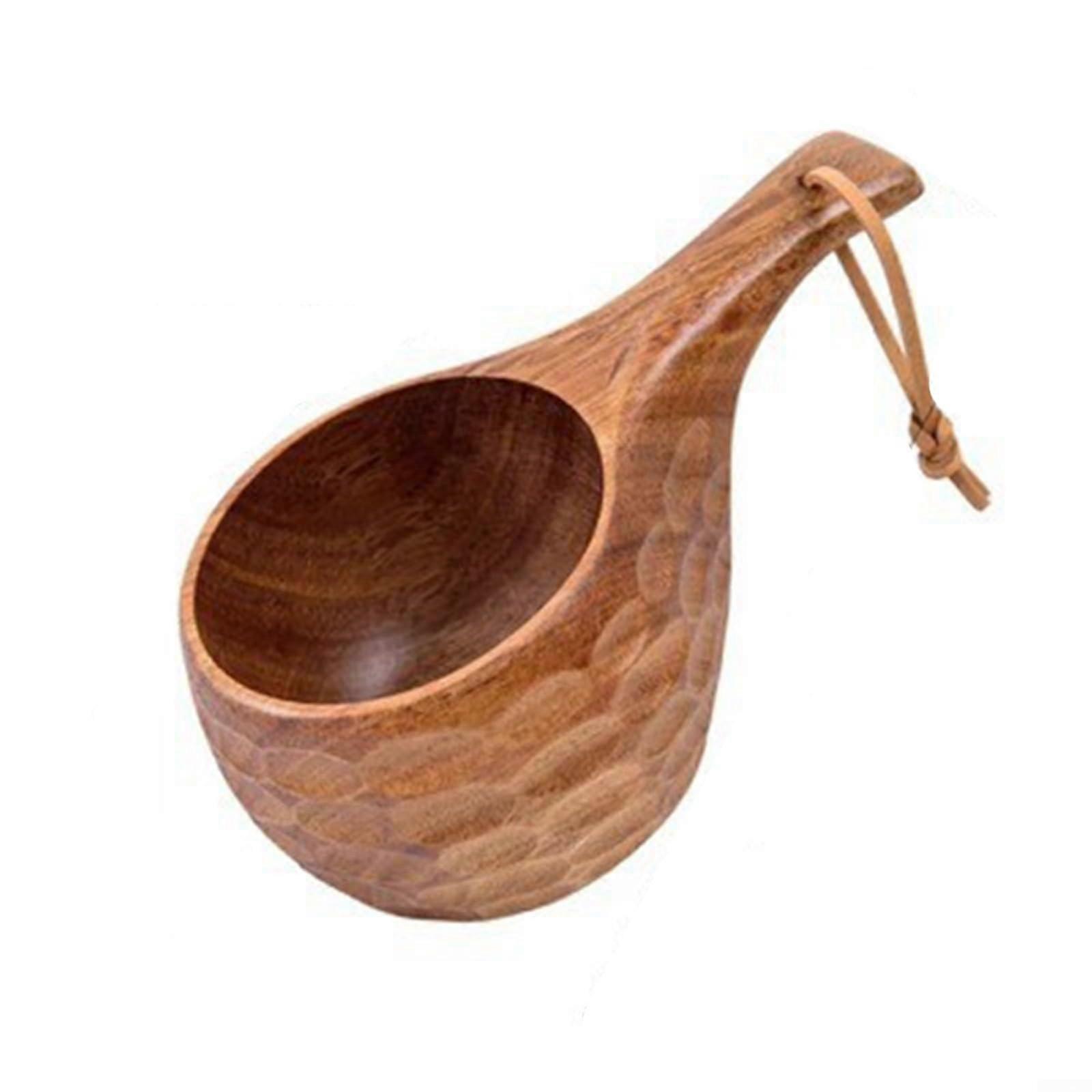 wooden drinking vessel with handle, portable coffee cup for enjoying your beverages (E)