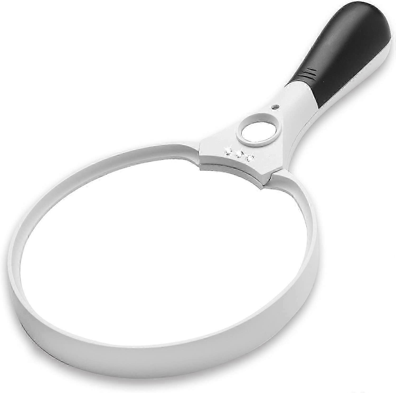 Extra Large LED Handheld Magnifying Glass with Light - 2X 4X 25X Lens - Best Jumbo Size Illuminated Reading Magnifier for Books, Newspapers, Maps, Coi