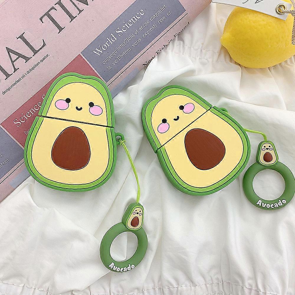 Portable Cute Cartoon 3D Fruit Series Avocado Clamshell-Type Earphone Sleeve For 1/2 Generation Rechargeable Earphone