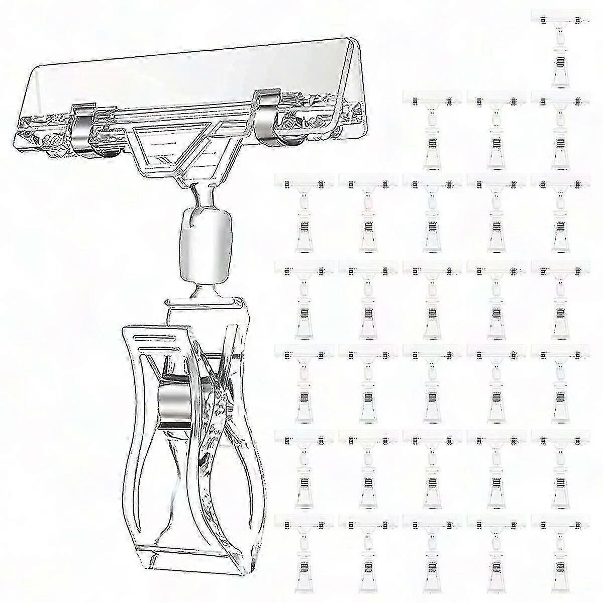 30 Pcs Clear Plastic Rotatable Label Holders for Merchandise Sign Display Clips - XinHan