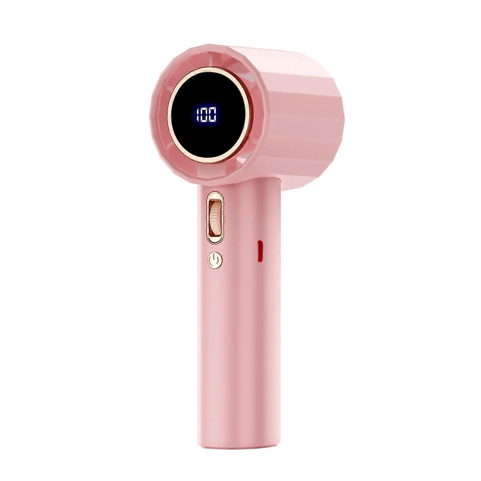 Portable Handheld Fan With 100 Wind Speed Mini Bladeless ABS Bladeless Mini 100 Speed Digital Display Violent Small Fan, pink