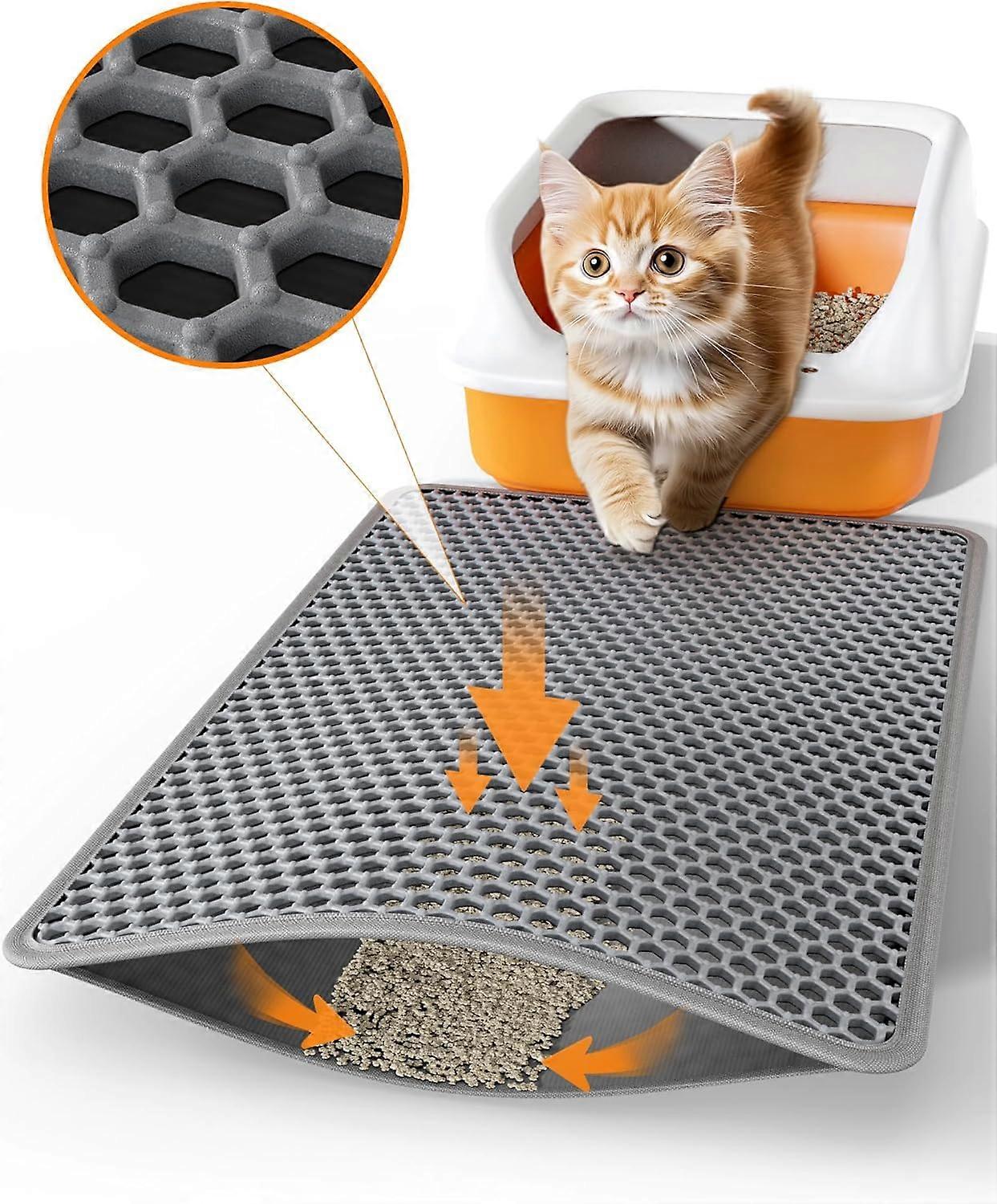 Cat Litter Mat - Small Litter Box Mat with Double Laye
