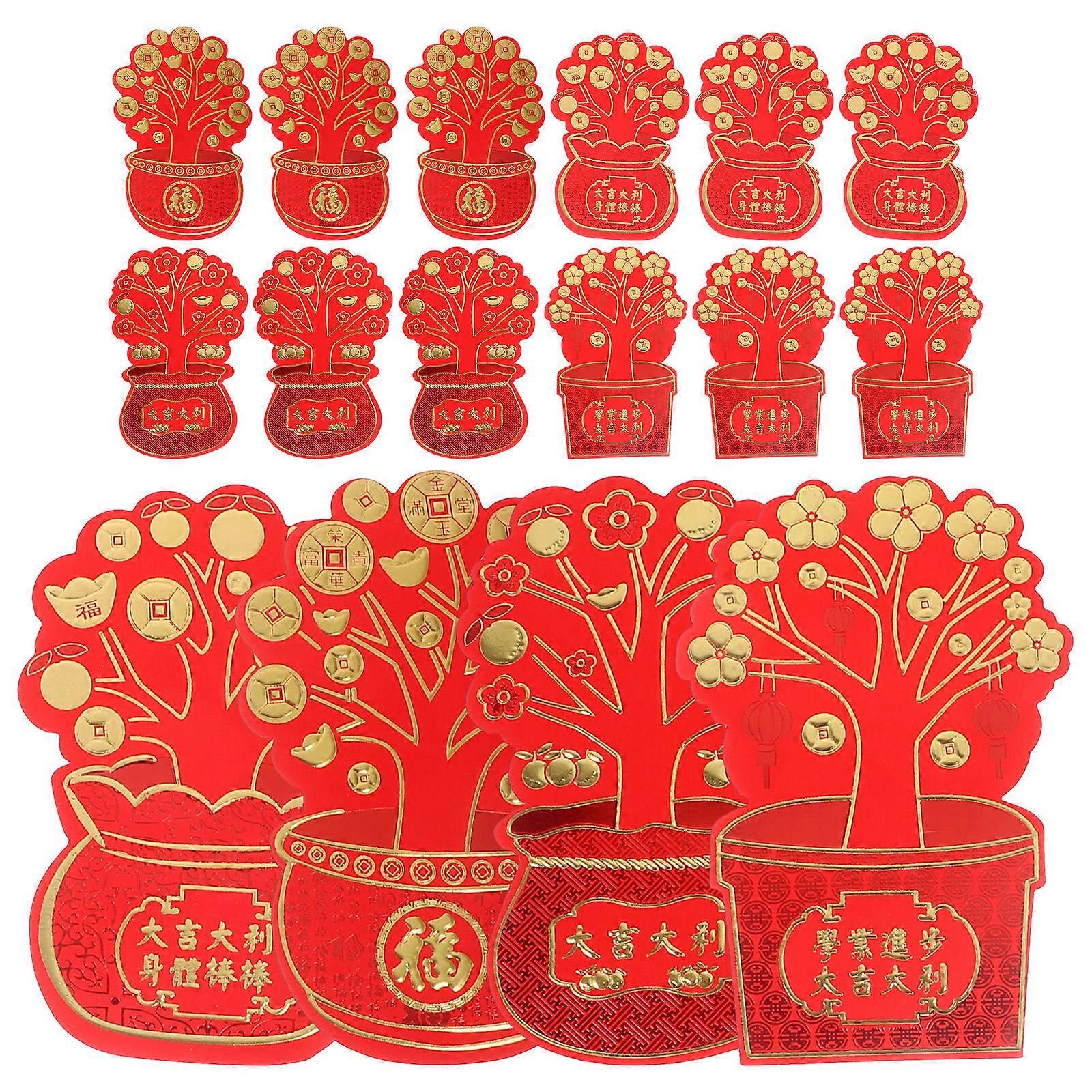 16pcs Paper Bags Red Envelopes Favor Red New Year Red Envelope