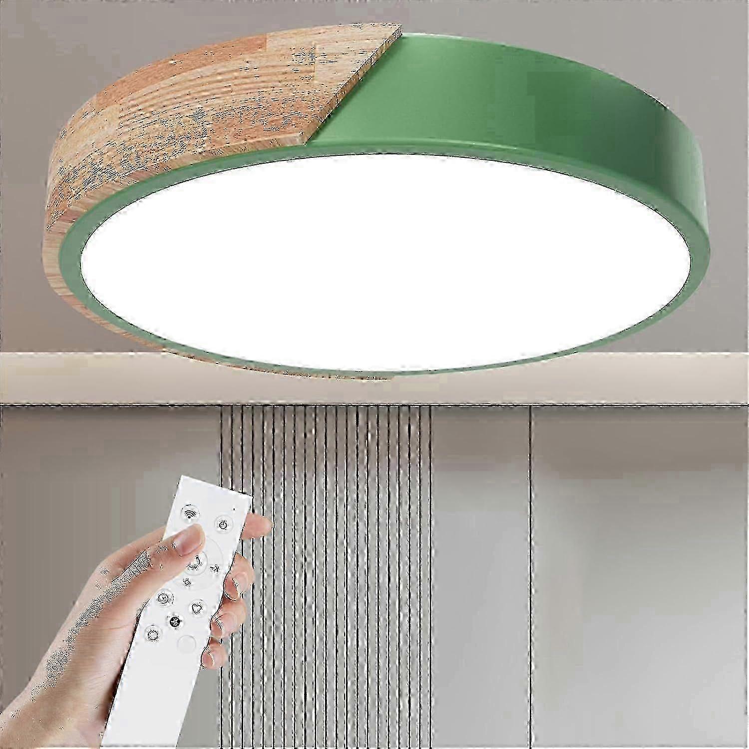 Wooden ceiling light, dimmable ceiling light 3000K-6000K, remote control LED