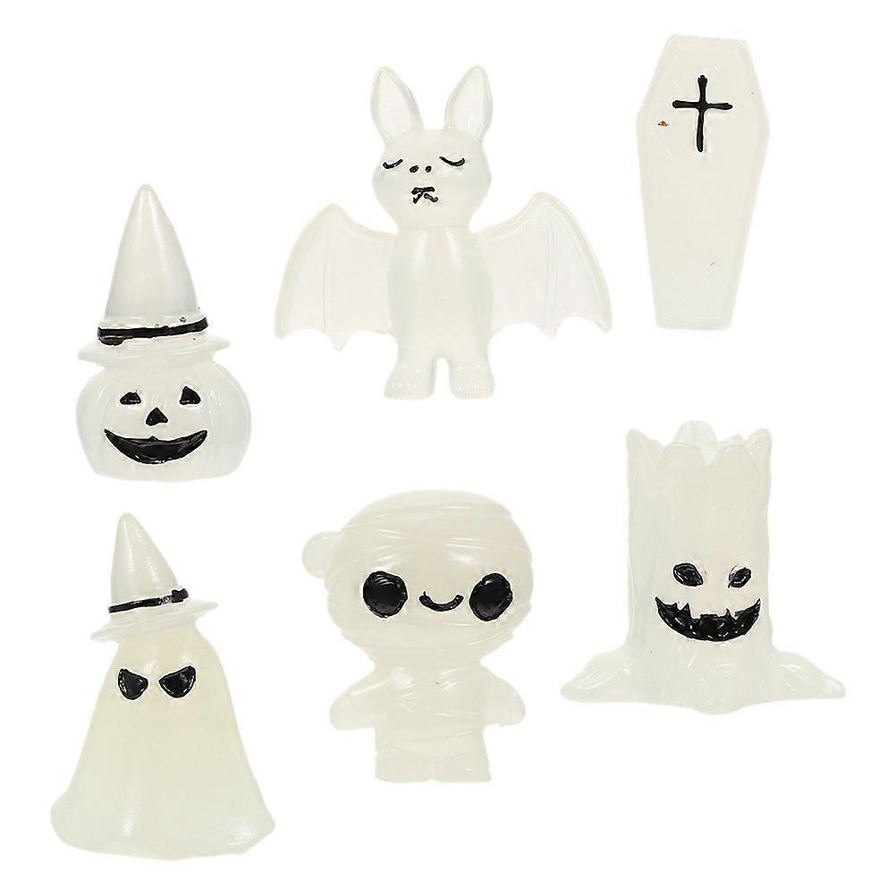 Luminous Resin Halloween Miniatures for Decor Beige Color Great for DIY Craft 6pcs