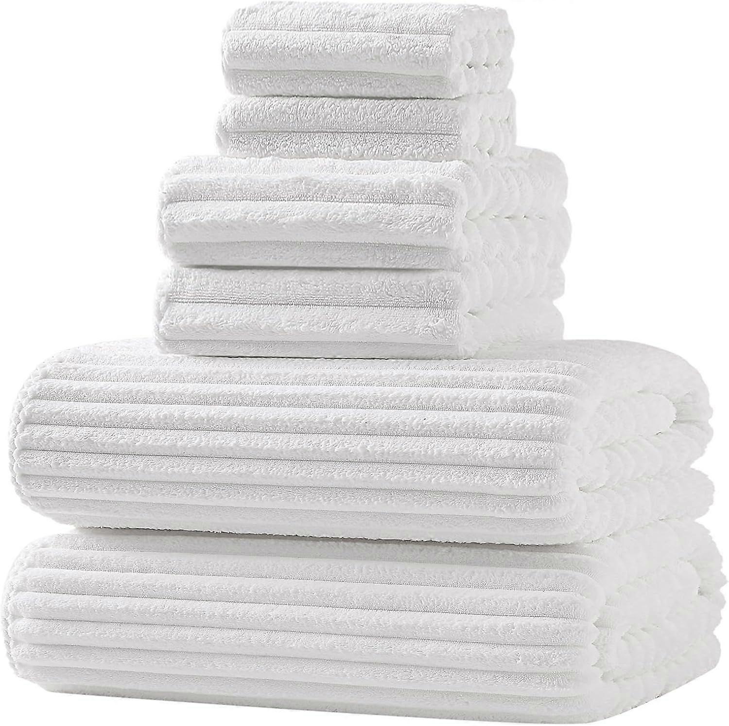 XIQ 29x59 Inch Extra Large Bath Towel Set Striped Super Soft Hanging Loop