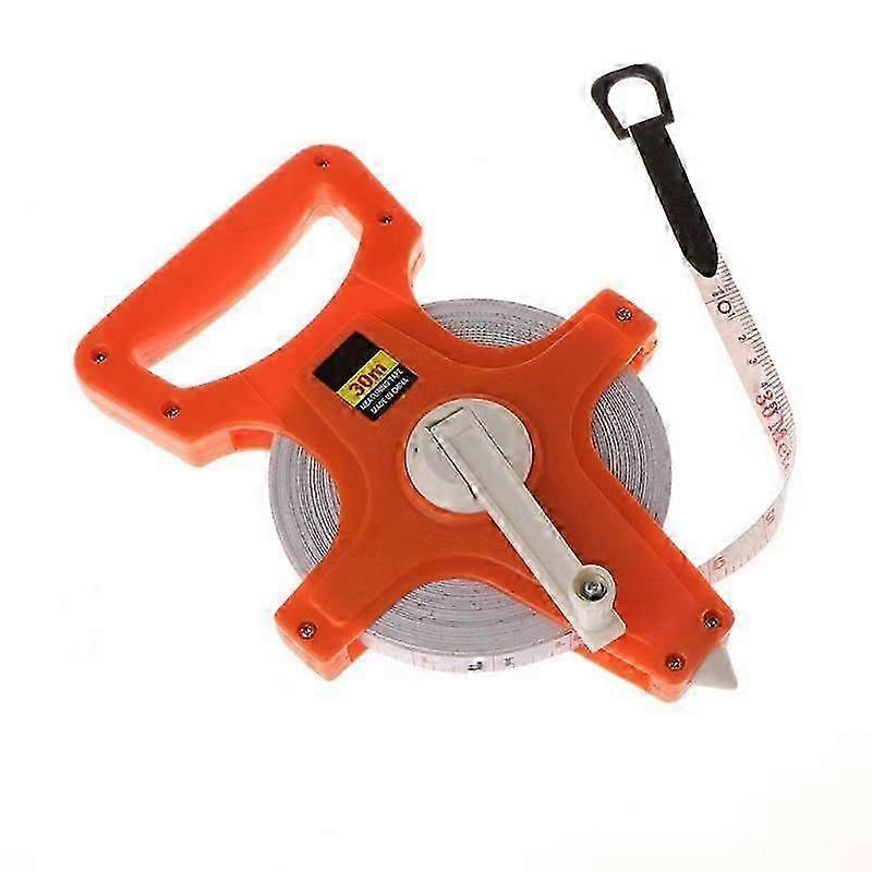スパイク付きハンドクランク巻尺ポータブルプラスチックフレームファイバー測定リール12.5mm幅30メートル