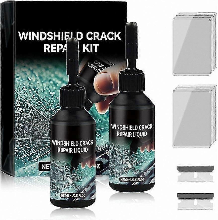Auto Glass Repair Solution Kit for Windshield and Window Cracks, Professional Grade Crack Removal Fluid and Tools