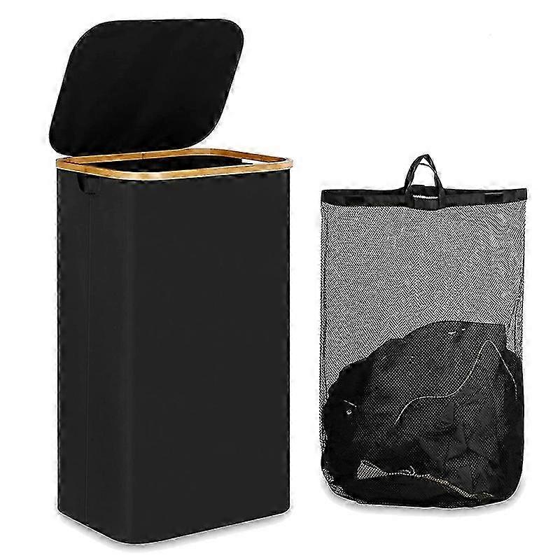 Laundry Hamper with Handle and Lid, Basket Organizer Black