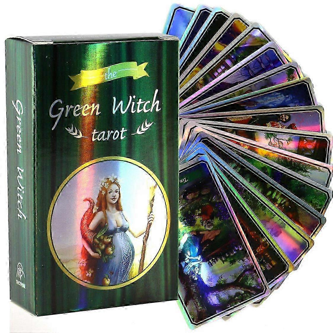 Green Witch Tarot Deck Holographic Oracle Cards Divination