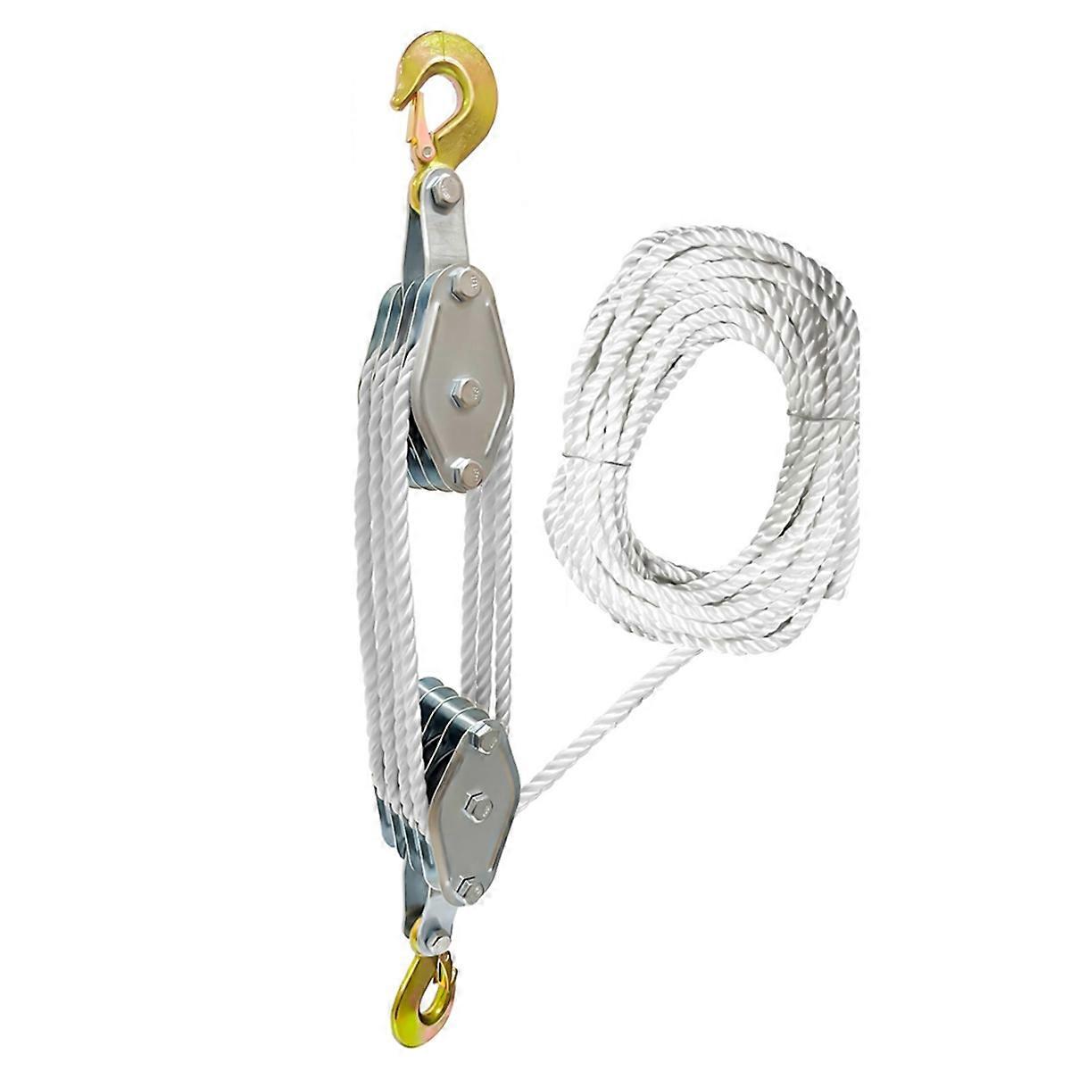 Block and Tackle Pulley System Rope Pulley Hoist with 6:1 Lifting