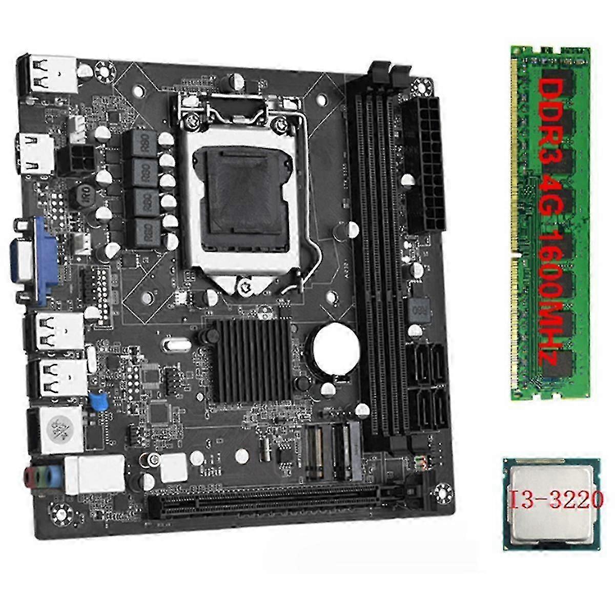2025 Itx H61 Desktop Motherboard +i3-3220 +1x Ddr3 1600mhz 4g Ram Cpu Lga 1155 Support Up To 16gb Ram Slots 100m Network Card