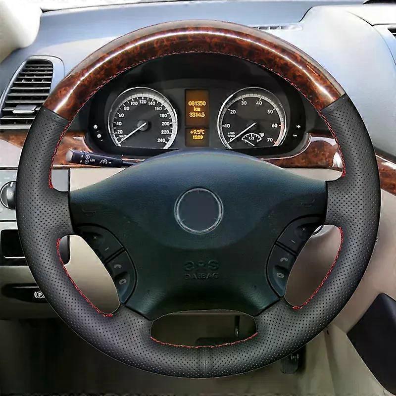 Black Artificial Leather Hand-stitched Car Steering Wheel Cover Suitable for Mercedes Benz Vito 2010-2015 Viano W639 2006-2011