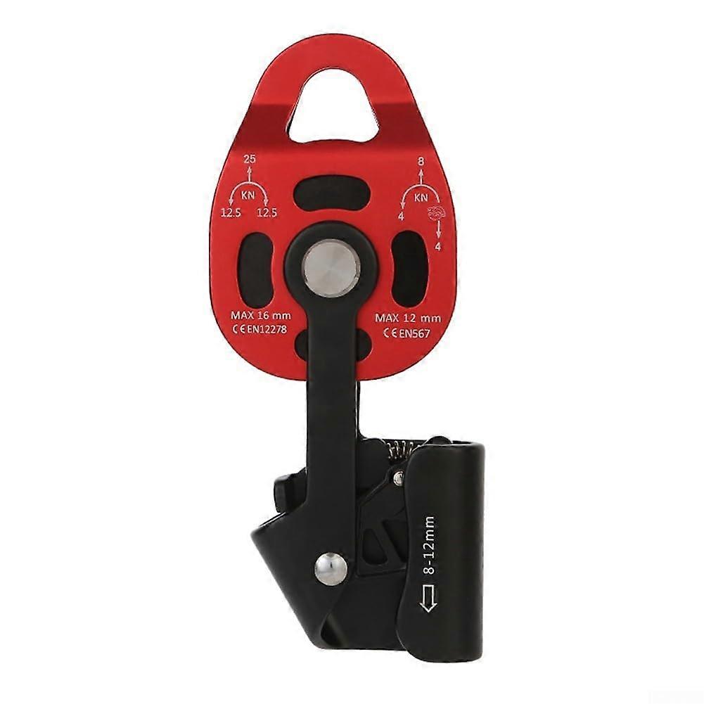 Heavy Duty One-Way Pulley System for Load Lifting and Hauling with Smooth Rolling Wheel, Red Color