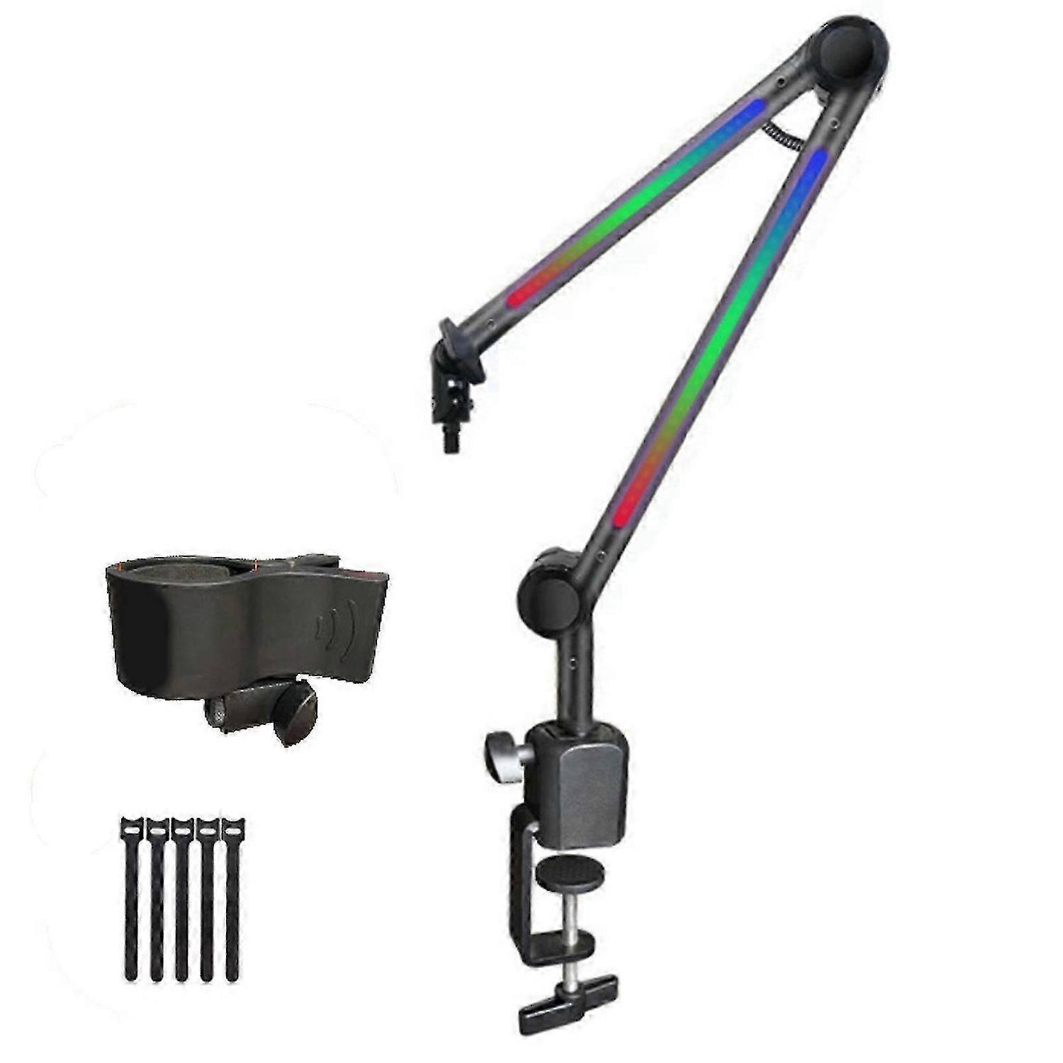 MultiAngle LED Microphone Boom Arm for Studio Recording and Streaming with LED