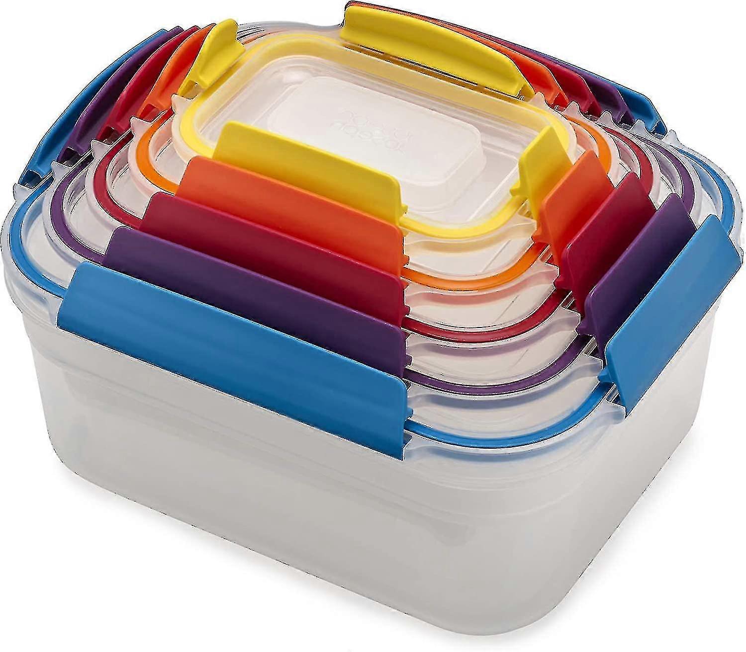Lockable Leakproof Food Storage Containers Set, 10pc Multi-color Plastic