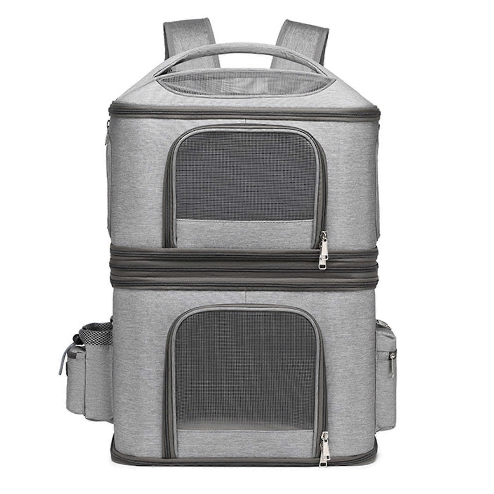 Kosingna Cat Carrier Detachable Backpack Double Cat Carrier Breathable TravelFriendly Grey Durable Padded Shoulders