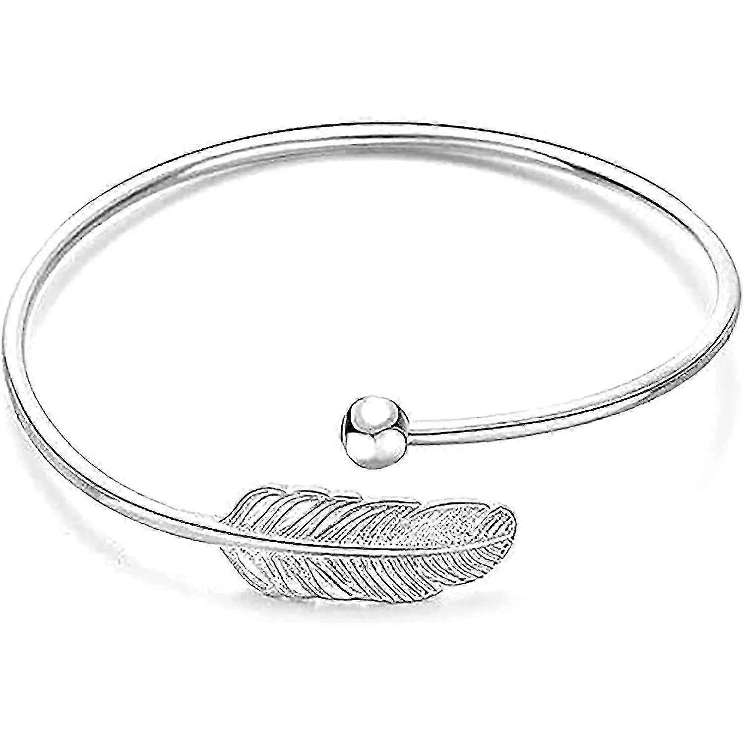 2025 925 Silver Women's Bracelet With Opening, Leaf Spring Bangle