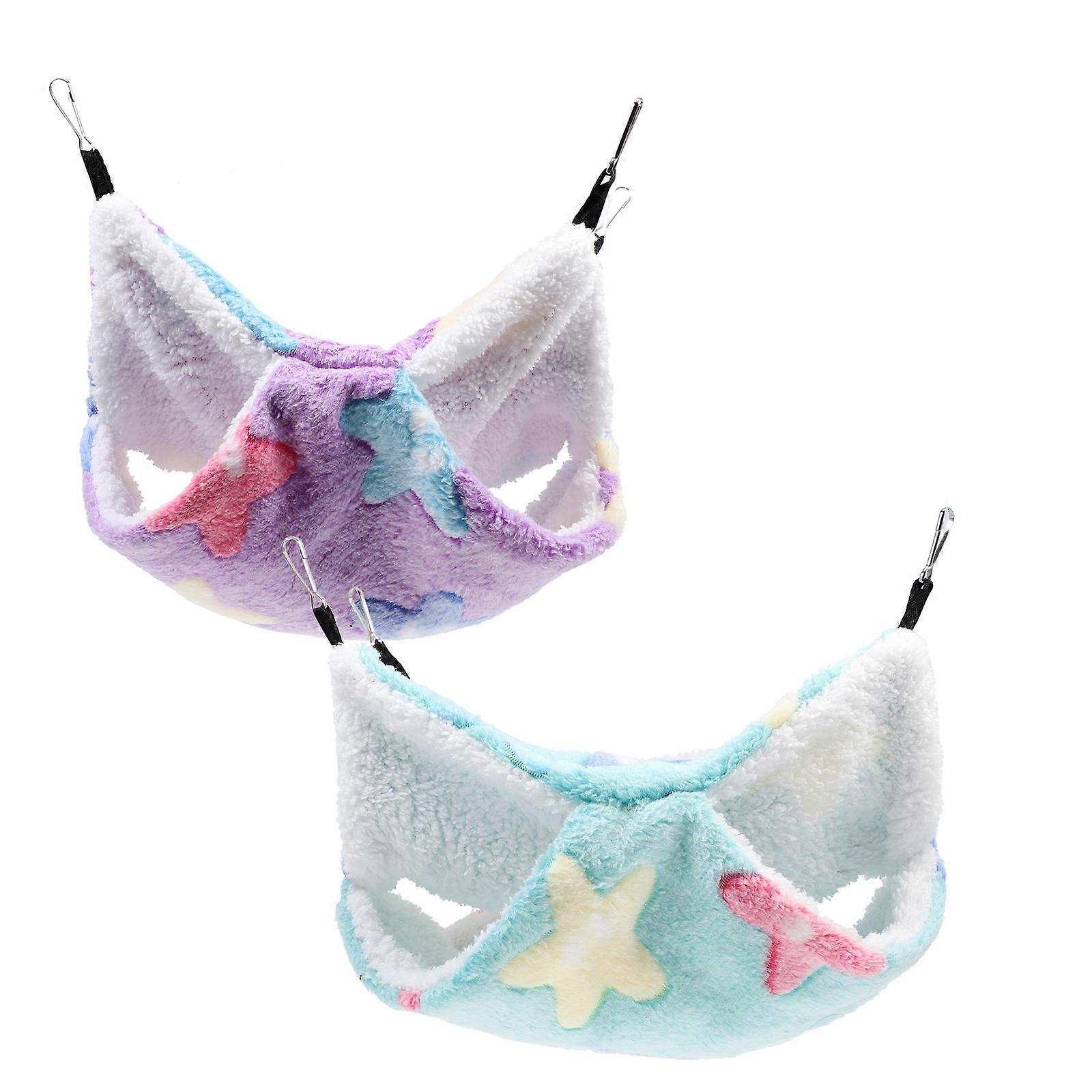 Suspended Hamster Bed Comfortable Hammock for Small Pets 2Pcs