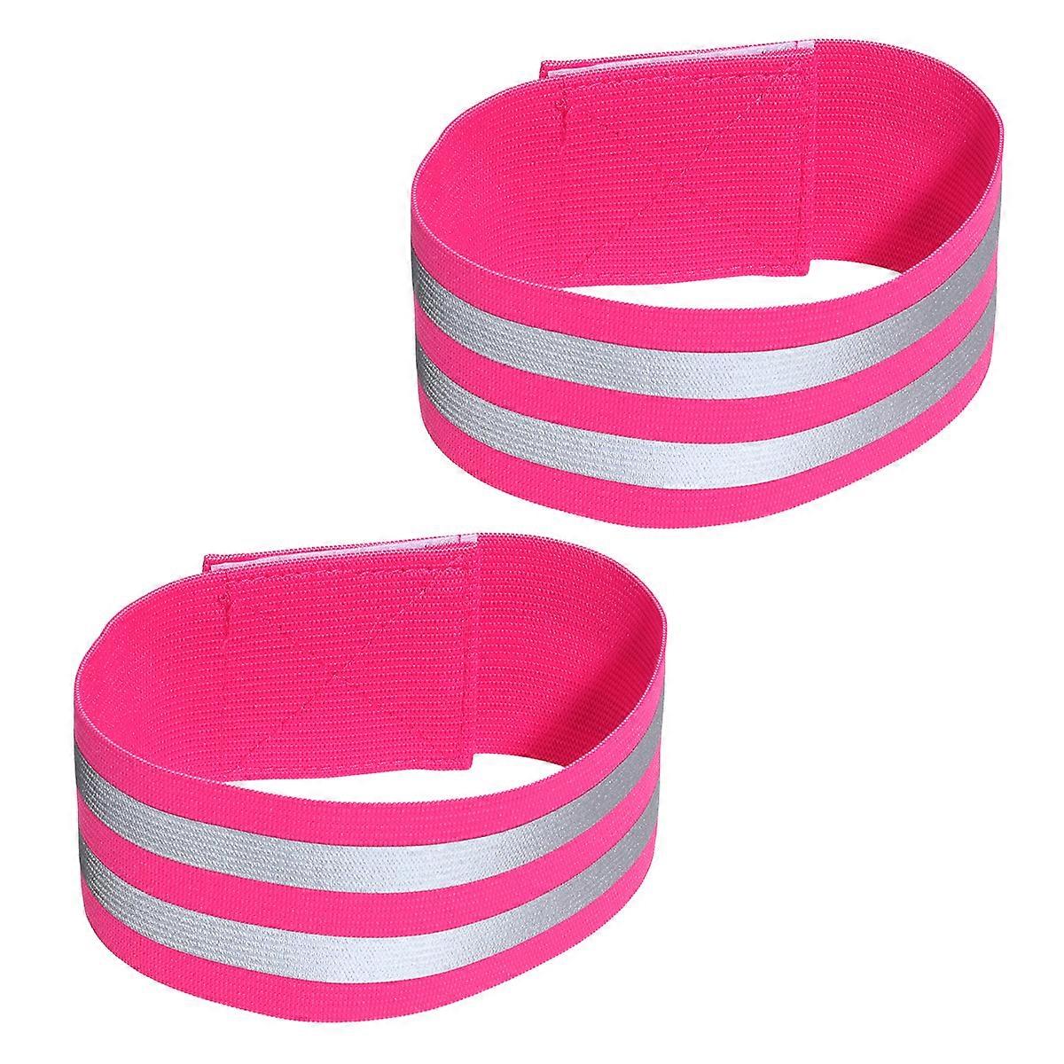 Reflective Elastic Band for High Visibility Safety Strap Armband A Pair Rosy