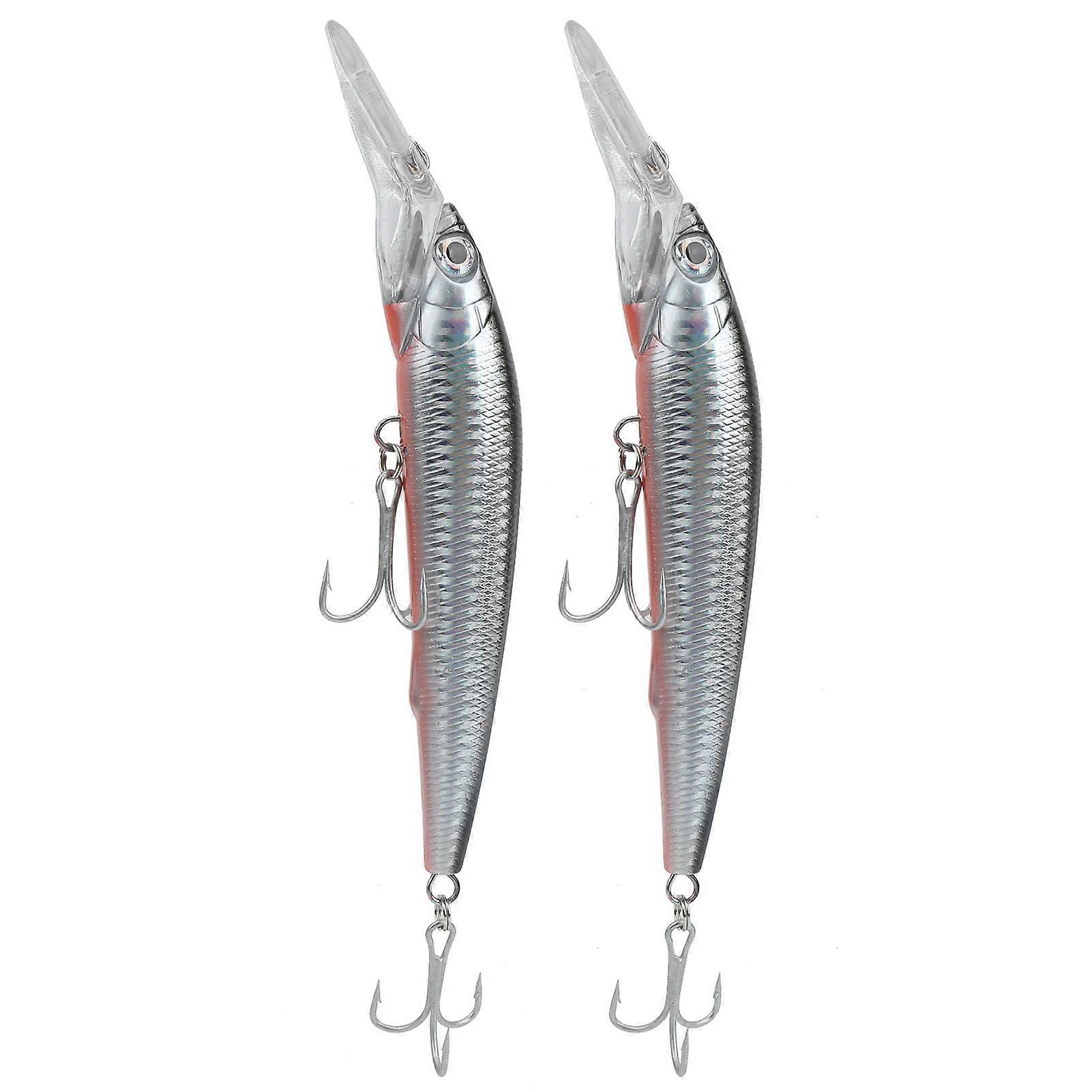 2Pcs Plastic Artificial Simulation Deep Diving Minnow Lure Bait Fishing Accessory