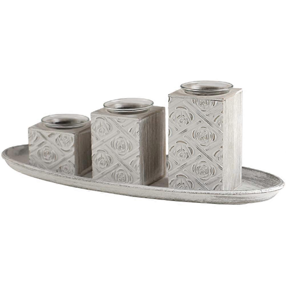 Candle Holder Table Centerpiece for Home Decor 2Sets White