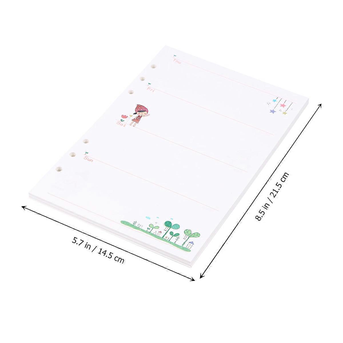 6 Holes Paper Refills A5 Size Planner Paper for Spiral Notebook 2Pcs