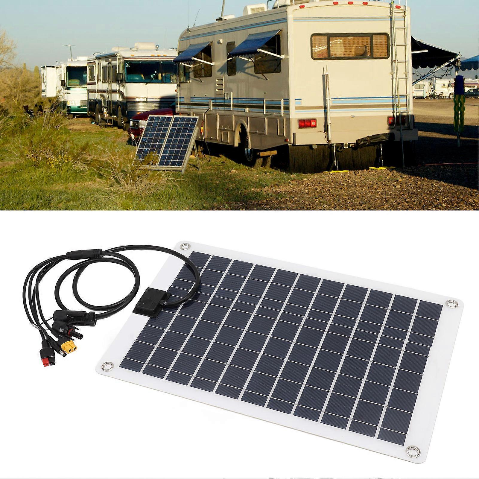 50W 16.5x10.6in Solar Panel with Multiple Connectors, Portable