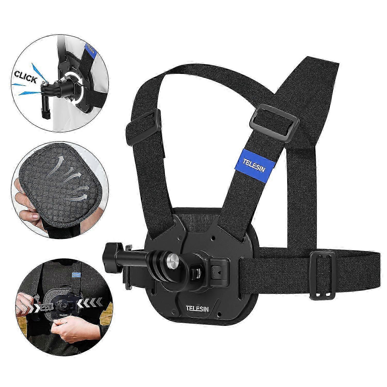 TELESIN S2-CGP-02 Chest Mount Harness for GoPro 12 Quick Release Chest Strap for Action Camera