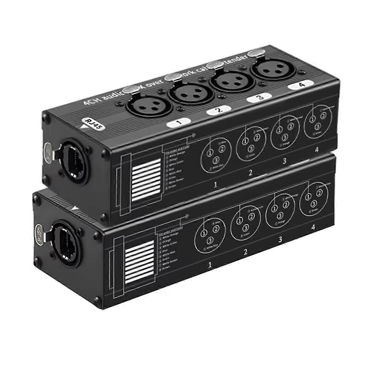 1 Pair 4 Channel XLR/ Audio RJ45 Cat5/Cat6 Ethernet Extender