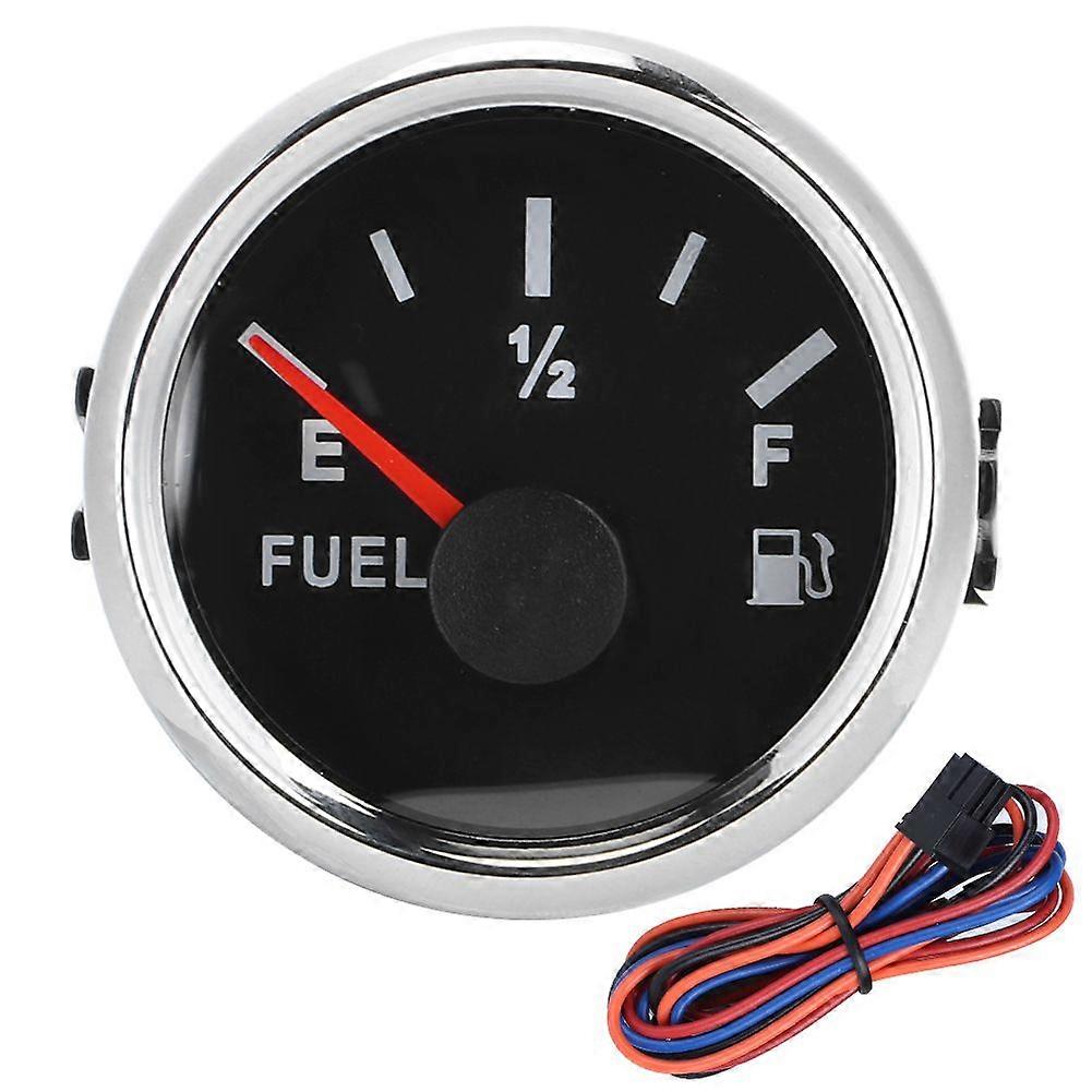 52mm/2in Fuel Oil Tank Level Gauge 0-190ohm Signal Pointer Meter for Marine Boat CarBlack Dial Silver Frame
