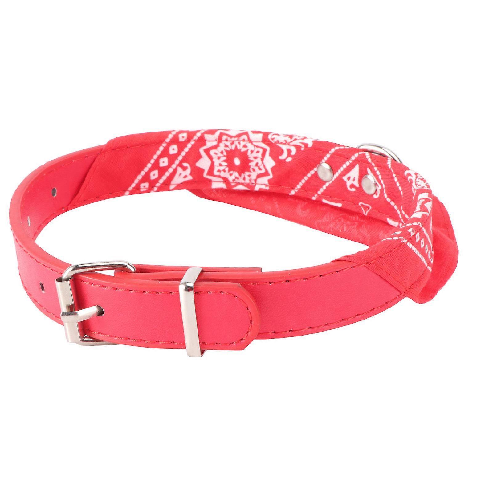 Pets Saliva Towel Collar Adjustable for Feeding 2.0cm Red