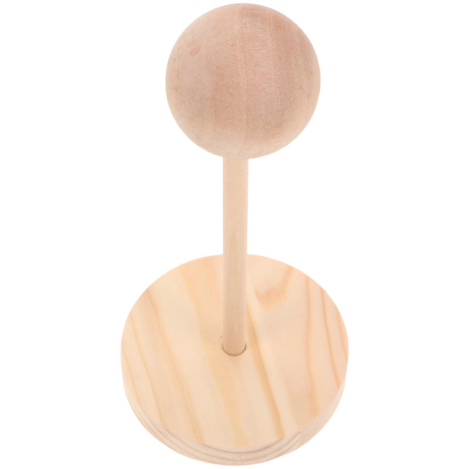 Wooden Doll Wig Stand for Display and Storage with 5Pcs Beige