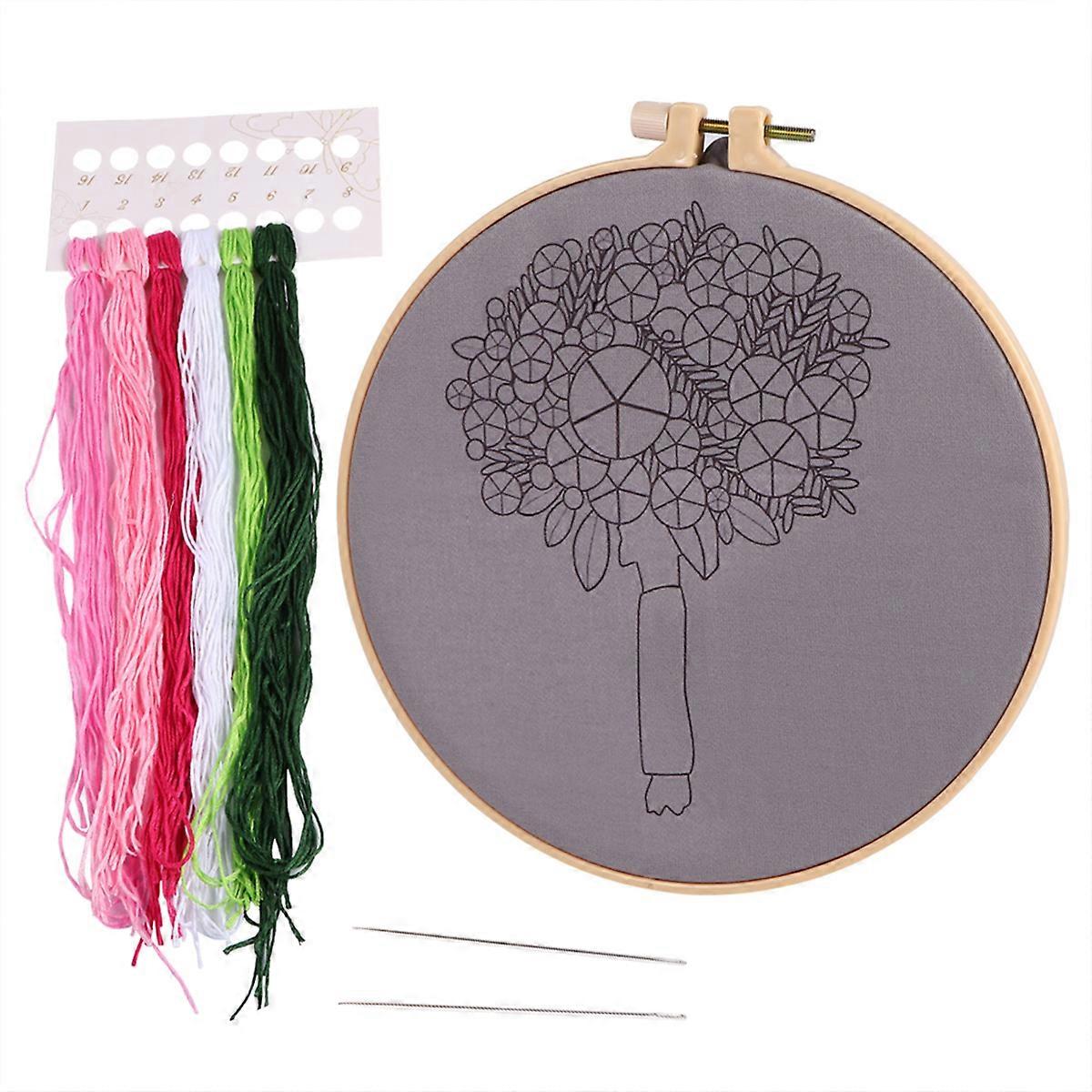 Cross Stitch Embroidery Set Designed For Children Arts And Crafts 20X20CM Floral Pattern Including Colorful Threads And Sets